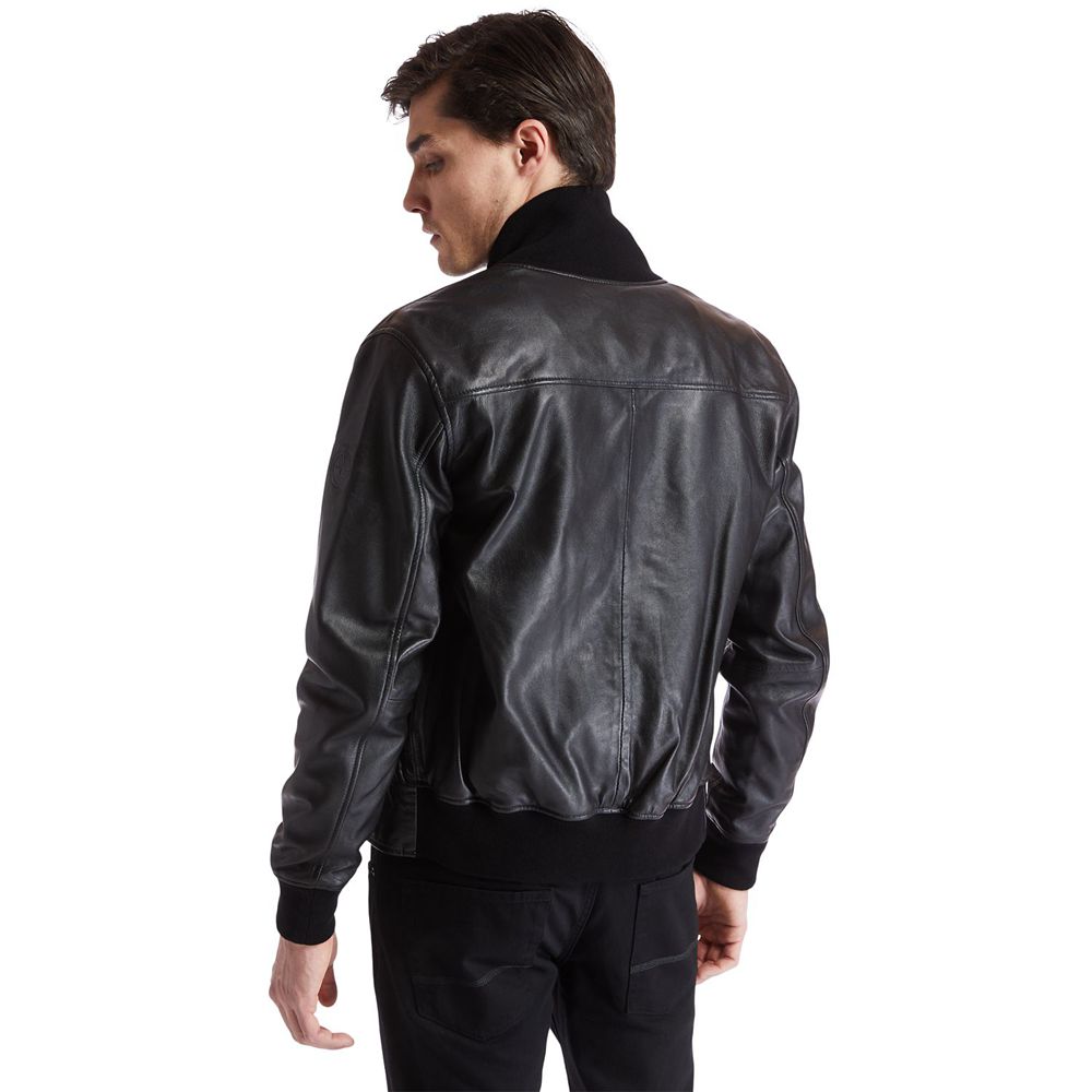 Timberland Mens Jackets Soft Leather - Black - India CR0183426